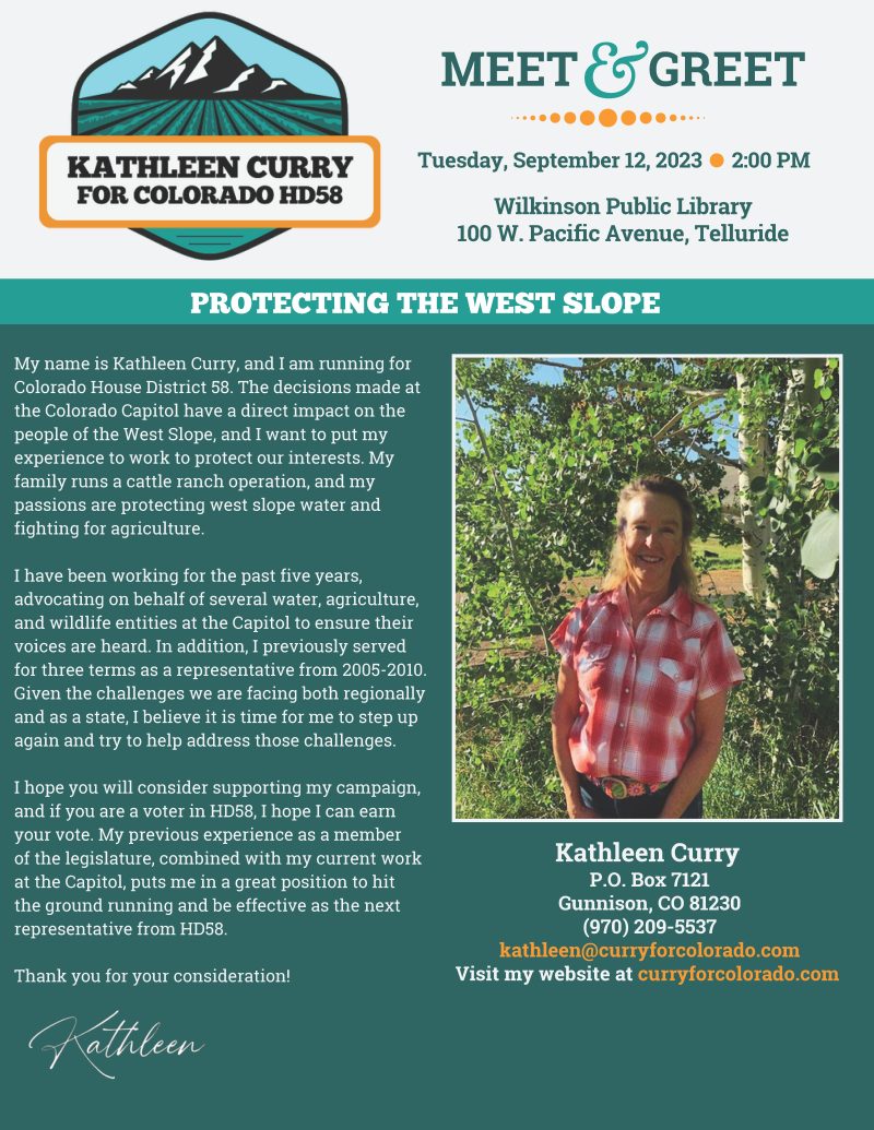 Meet & Greet | September 12, 2023 | Wilkinson Public Library in Telluride