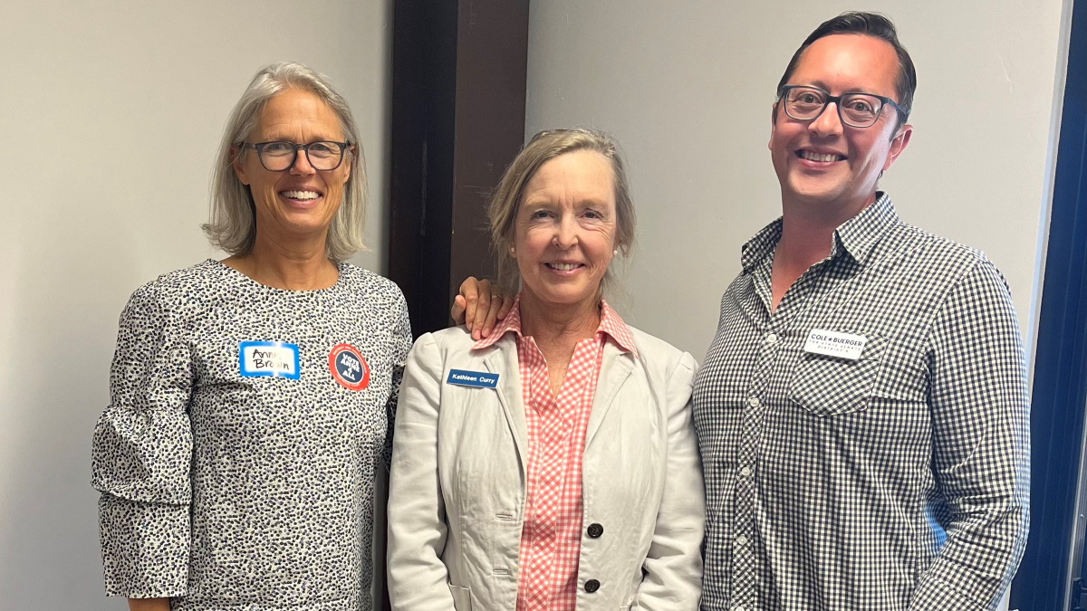 Kathleen in Norwood with fellow candidates. Anne Brown is running for the San Miguel Board of County Commissioners and Cole Buerger is the Democratic candidate for Colorado Senate District 5.