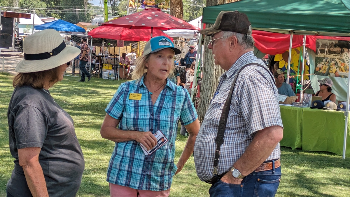 Kathleen had engaging conversations with local ranchers and organic farmers in the North Fork. They all left with "Vote Curry" yard signs, and some wanted to hang her banner on their properties!